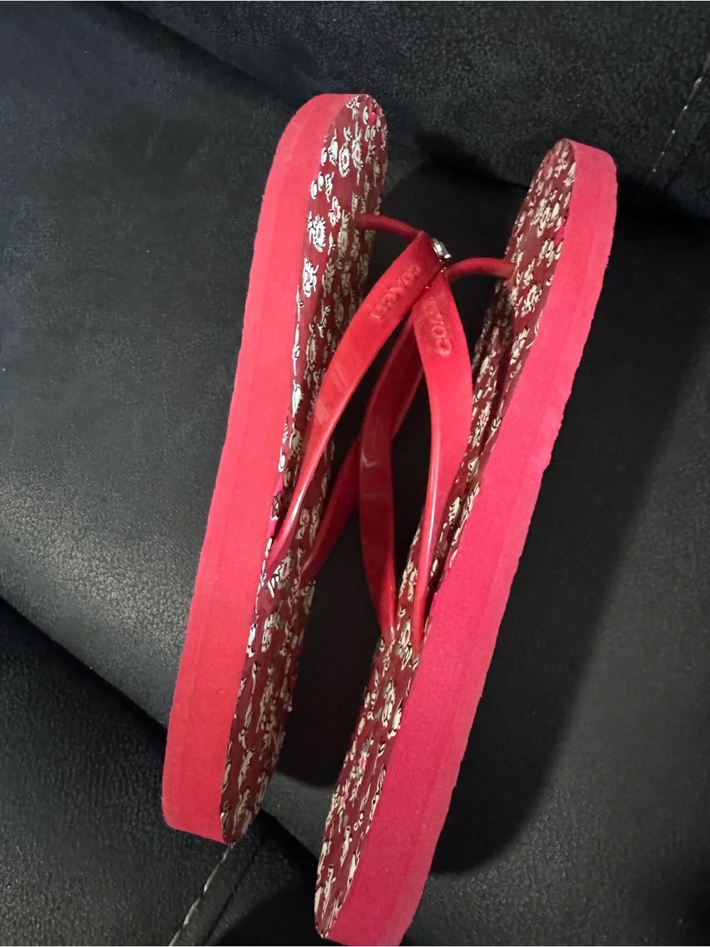 Coach Women's Red Floral Flip Flop Sandals